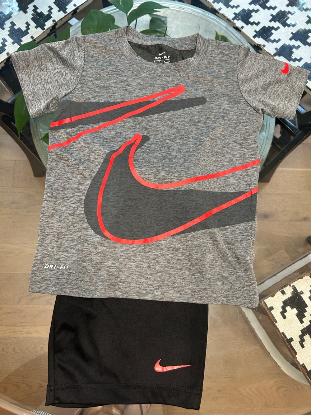 Nike Gray & Red Dri-FIT Short Sleeve Tee